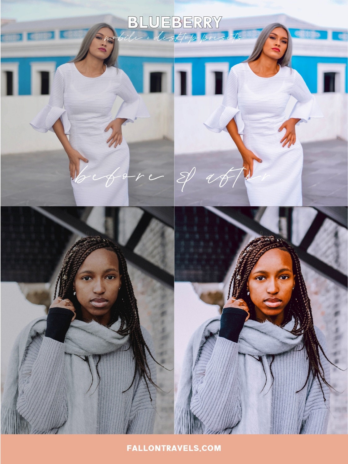 5 Blueberry Desktop & Mobile Lightroom Presets, Cool Tones Photo Editing Filter for Instagram Bloggers, Blue Clean Preset for Influencers