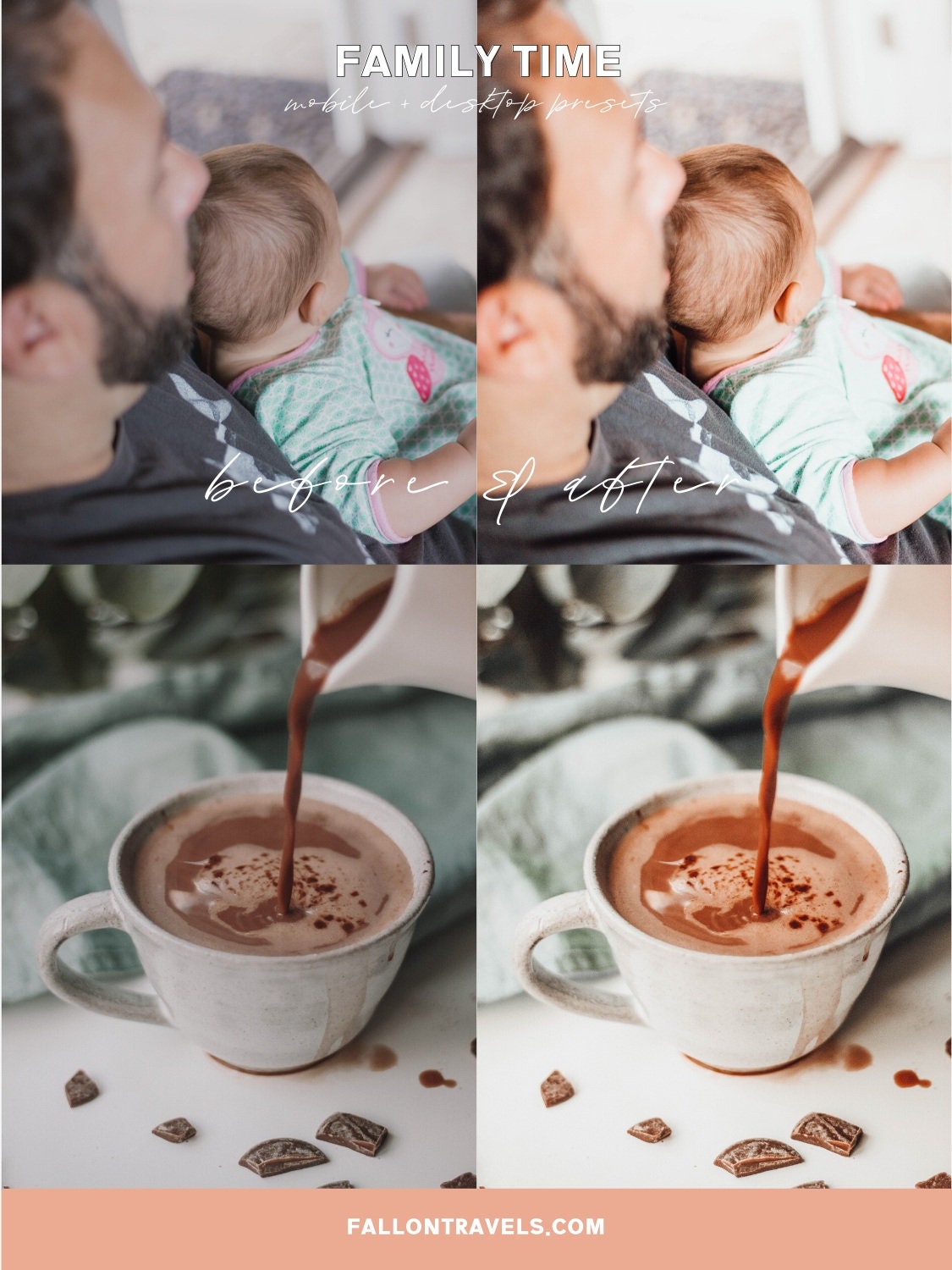 5 Family Desktop & Mobile Lightroom Presets, Bright Airy Photo Editing Filter for Instagram, White Clean Preset for Home Lifestyle Blogger