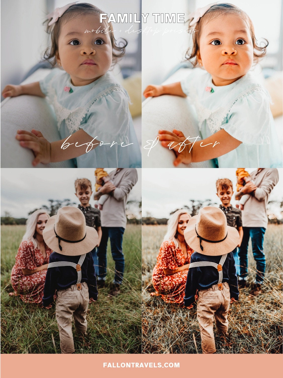 5 Family Desktop & Mobile Lightroom Presets, Bright Airy Photo Editing Filter for Instagram, White Clean Preset for Home Lifestyle Blogger