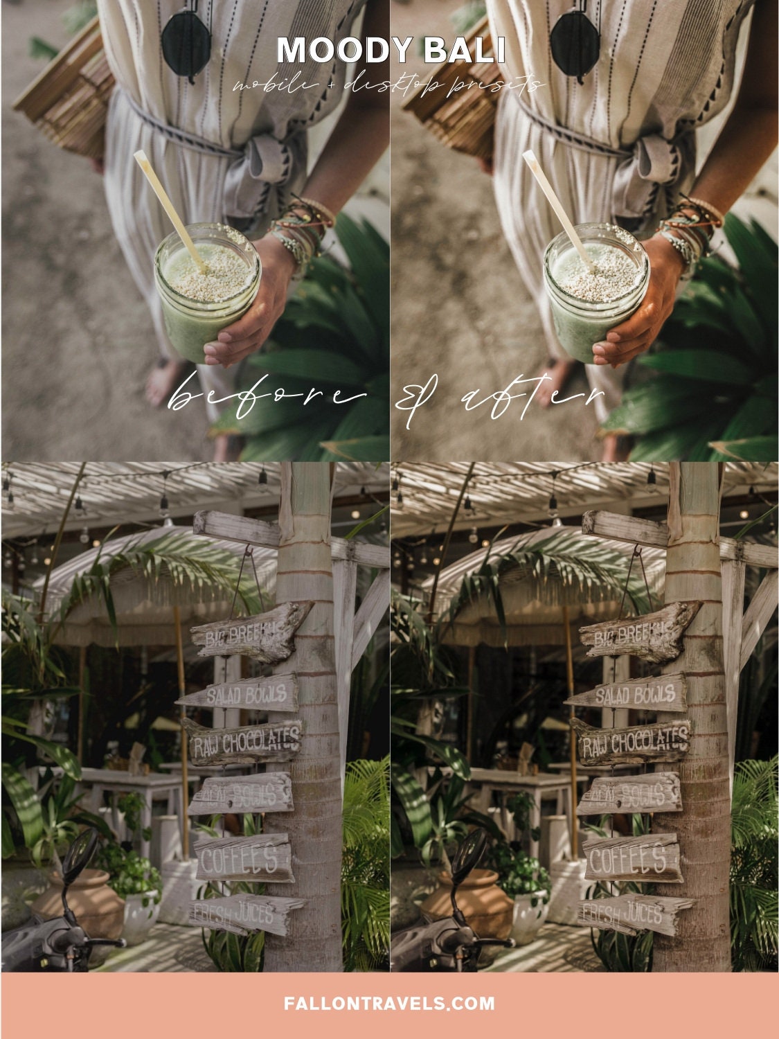 5 Mobile & Desktop Lightroom Presets Moody Bali, Tropical Photo Editing Filter for Instagram Influencer, Summer Travel Preset for Bloggers