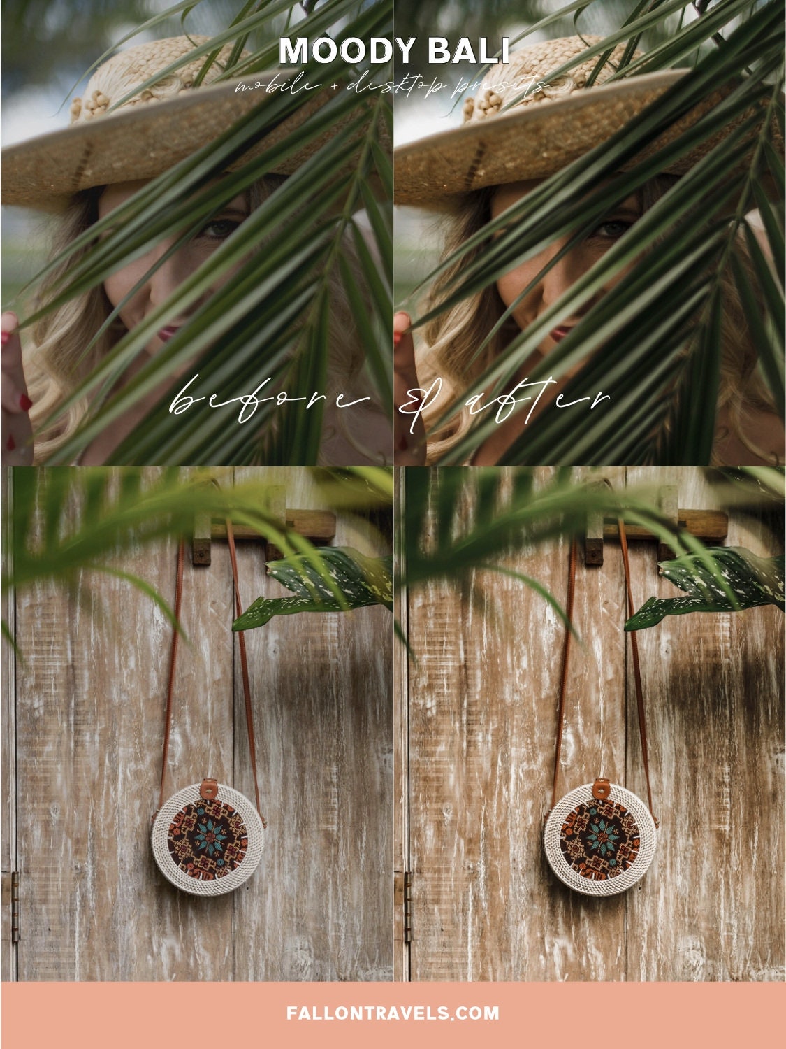 5 Mobile & Desktop Lightroom Presets Moody Bali, Tropical Photo Editing Filter for Instagram Influencer, Summer Travel Preset for Bloggers