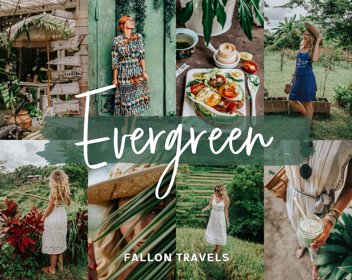 5 Evergreen Mobile & Desktop Lightroom Presets, Travel Photo Editing Filter for Instagram Influencer, Tropical Green Summer Blogger Preset
