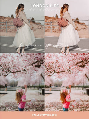 5 London Mobile Lightroom Presets & Desktop, Pink Europe Travel Photo Editing Filter for Instagram, Pastel Preset for Influencer Bloggers