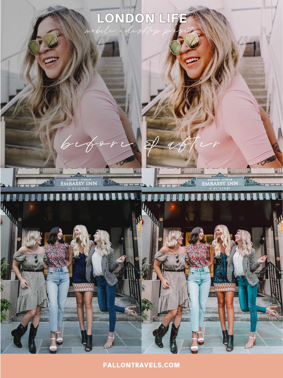 5 London Mobile Lightroom Presets & Desktop, Pink Europe Travel Photo Editing Filter for Instagram, Pastel Preset for Influencer Bloggers