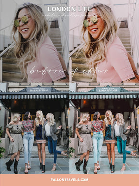 5 London Mobile Lightroom Presets & Desktop, Pink Europe Travel Photo Editing Filter for Instagram, Pastel Preset for Influencer Bloggers