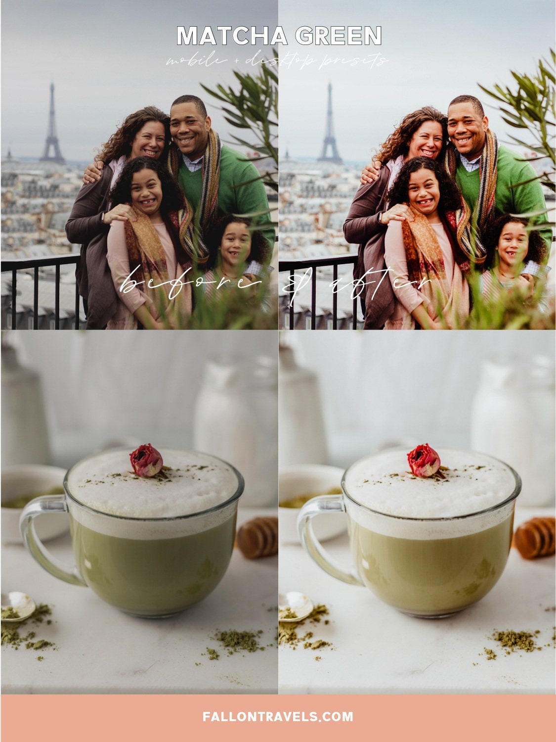 5 Matcha Green Mobile Lightroom Presets & Desktop, Travel Photo Editing Filter for Instagram Influencer, Summer Preset for Bloggers