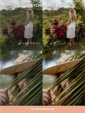 5 Matcha Green Mobile Lightroom Presets & Desktop, Travel Photo Editing Filter for Instagram Influencer, Summer Preset for Bloggers