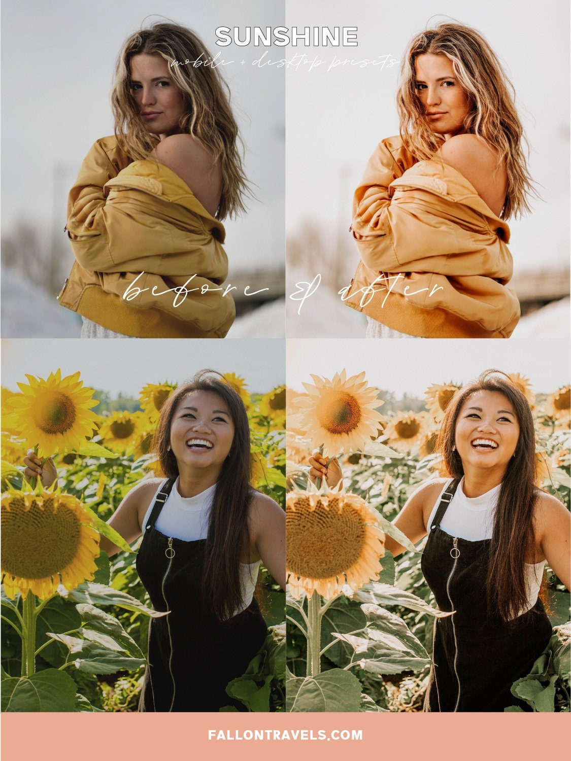 5 Sunshine Mobile Lightroom Presets & Desktop, Warm Sunlight Photo Editing Filter for Instagram, Golden Summer Preset for Influencer Blogger