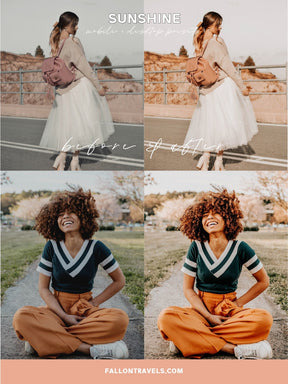 5 Sunshine Mobile Lightroom Presets & Desktop, Warm Sunlight Photo Editing Filter for Instagram, Golden Summer Preset for Influencer Blogger