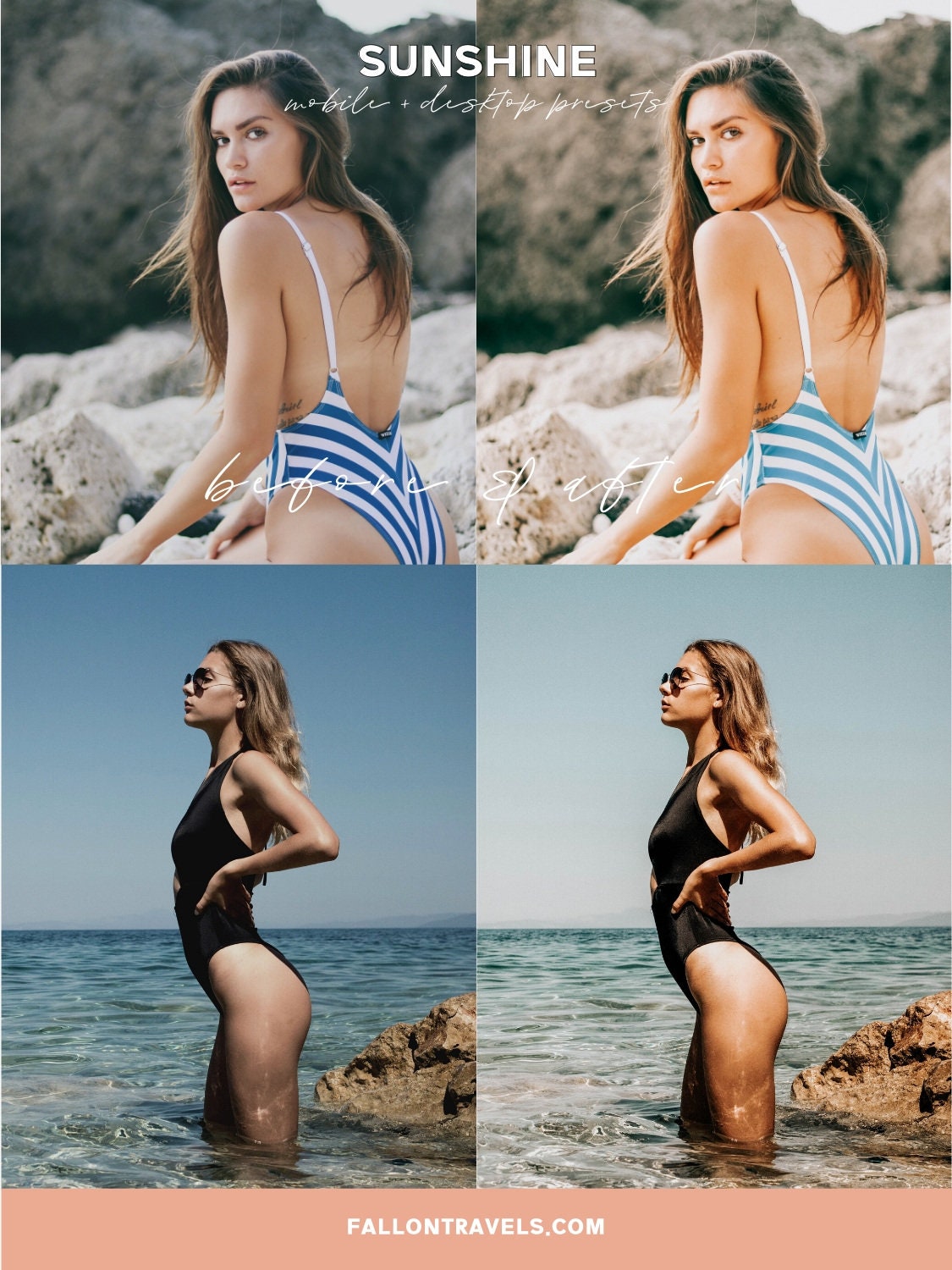 5 Sunshine Mobile Lightroom Presets & Desktop, Warm Sunlight Photo Editing Filter for Instagram, Golden Summer Preset for Influencer Blogger