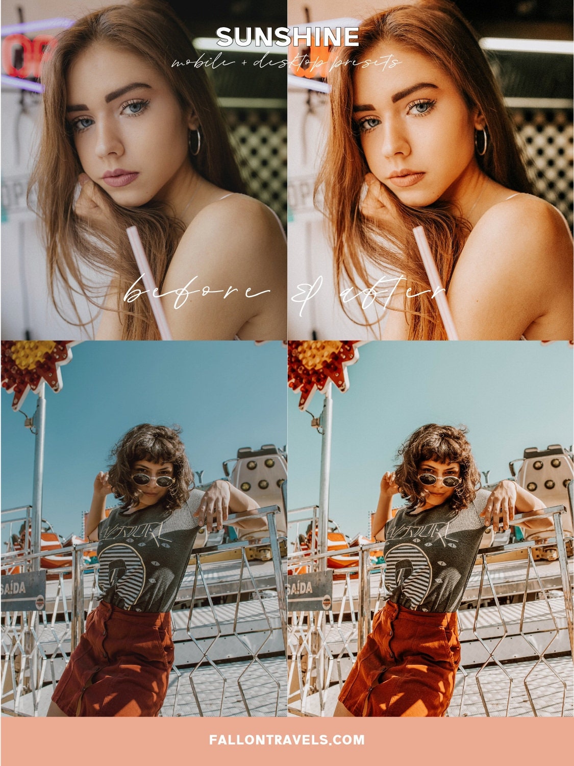 5 Sunshine Mobile Lightroom Presets & Desktop, Warm Sunlight Photo Editing Filter for Instagram, Golden Summer Preset for Influencer Blogger