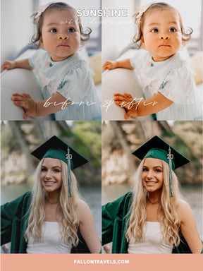 5 Sunshine Mobile Lightroom Presets & Desktop, Warm Sunlight Photo Editing Filter for Instagram, Golden Summer Preset for Influencer Blogger
