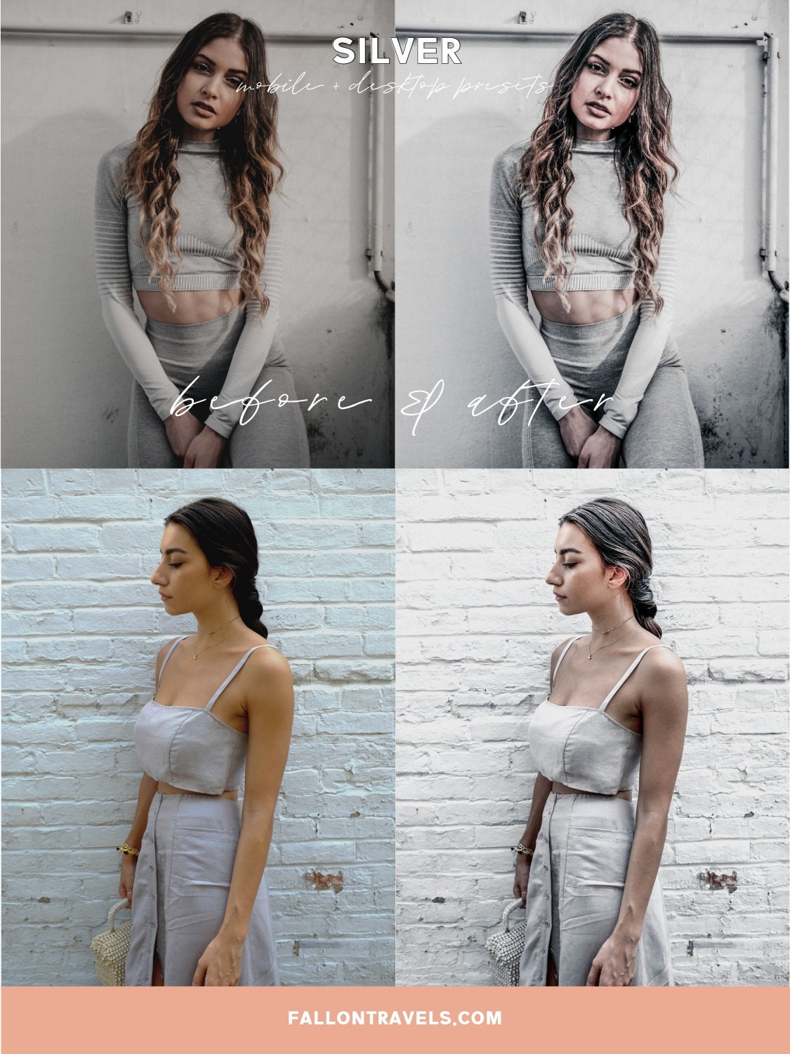 5 Silver Mobile Lightroom Presets & Desktop, Minimal Grey Photo Editing Filter for Instagram Influencer, Lifestyle Preset for Bloggers