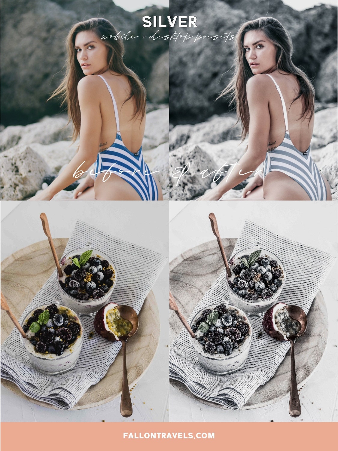 5 Silver Mobile Lightroom Presets & Desktop, Minimal Grey Photo Editing Filter for Instagram Influencer, Lifestyle Preset for Bloggers