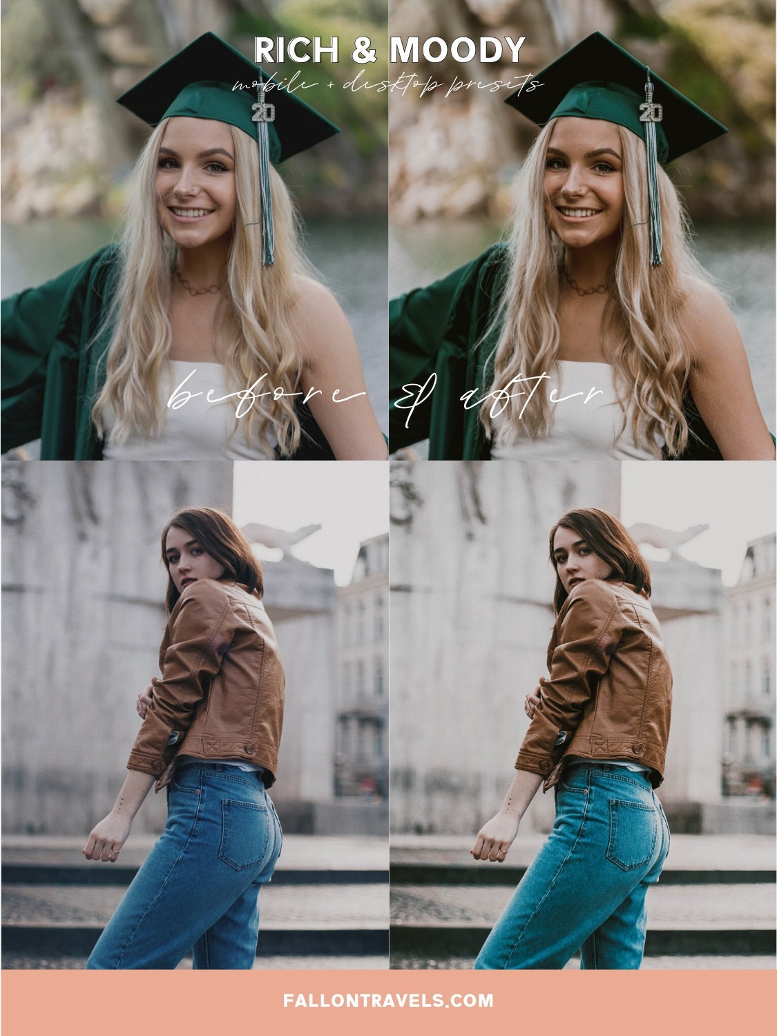 5 Rich Moody Mobile Lightroom Presets & Desktop, Dark Photo Editing Filter for Instagram Influencer, Outdoor iPhone Preset for Bloggers