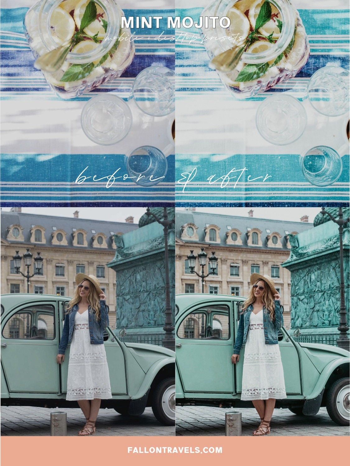 5 Mint Mojito Mobile Lightroom Presets & Desktop, Cool Light Green Photo Editing Filter for Instagram Travel, Bright Summer Blog Preset