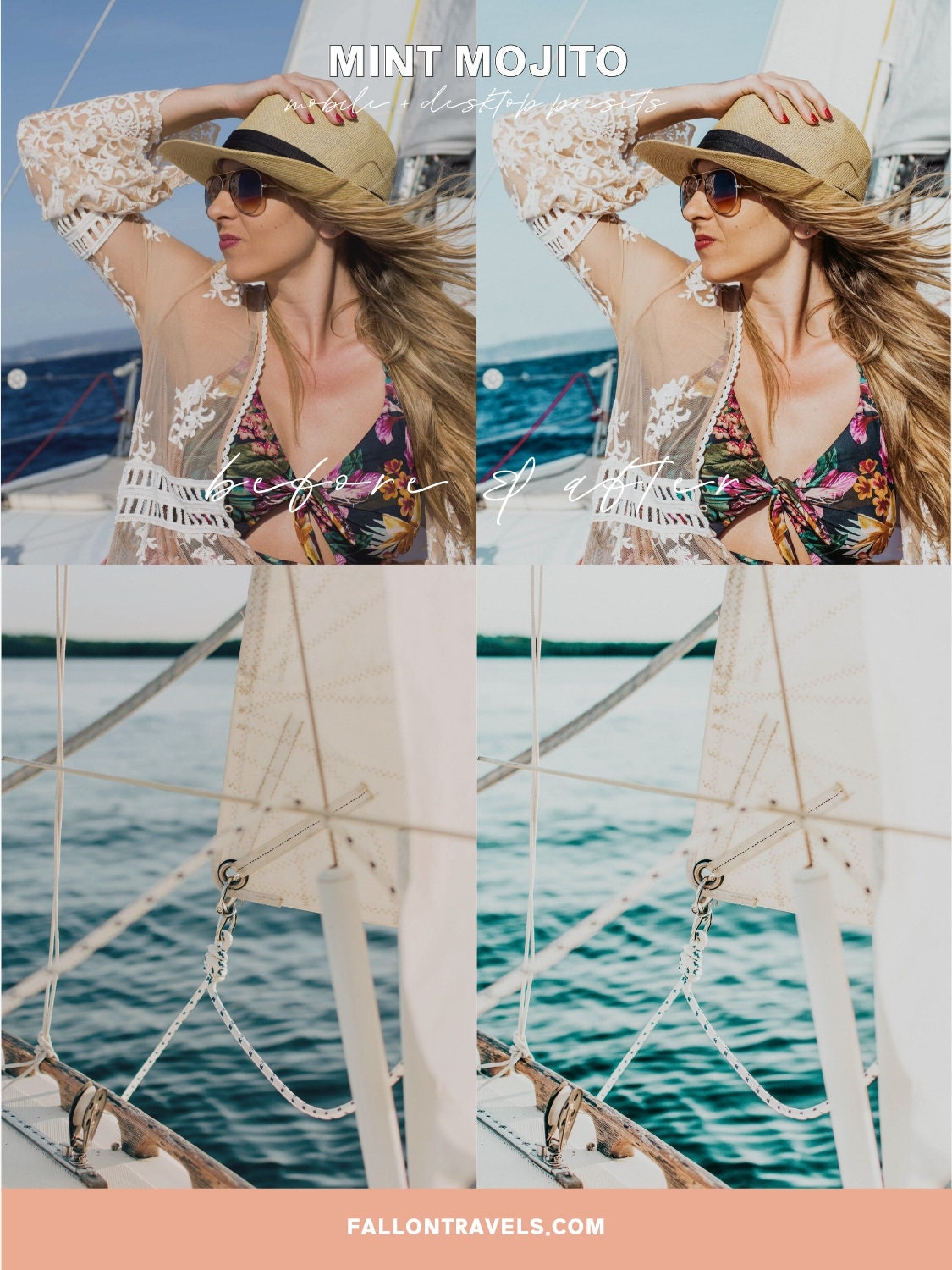 5 Mint Mojito Mobile Lightroom Presets & Desktop, Cool Light Green Photo Editing Filter for Instagram Travel, Bright Summer Blog Preset