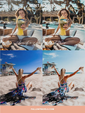 5 Mint Mojito Mobile Lightroom Presets & Desktop, Cool Light Green Photo Editing Filter for Instagram Travel, Bright Summer Blog Preset