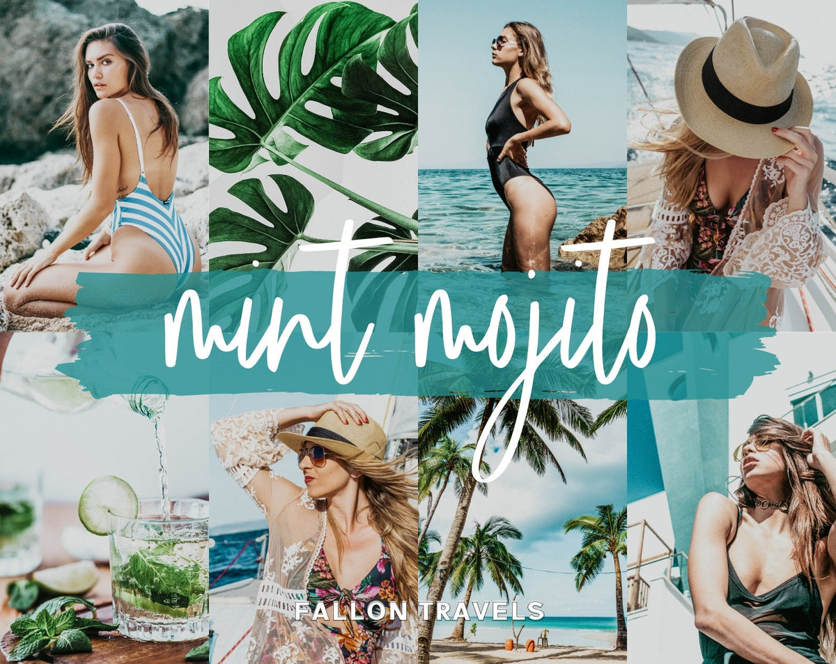 5 Mint Mojito Mobile Lightroom Presets & Desktop, Cool Light Green Photo Editing Filter for Instagram Travel, Bright Summer Blog Preset