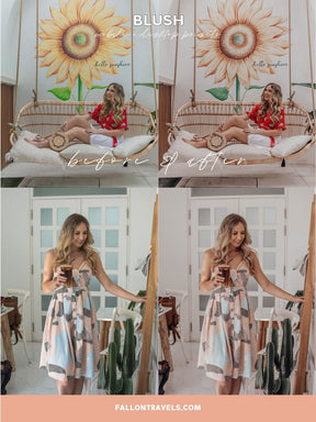 5 BLUSH Pink Mobile & Desktop Lightroom Presets, Photo Editing Filter for Instagram Influencer, Airy Pink Tones, Bright Preset for Bloggers