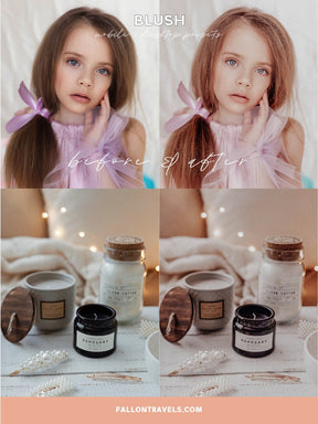 5 BLUSH Pink Mobile & Desktop Lightroom Presets, Photo Editing Filter for Instagram Influencer, Airy Pink Tones, Bright Preset for Bloggers