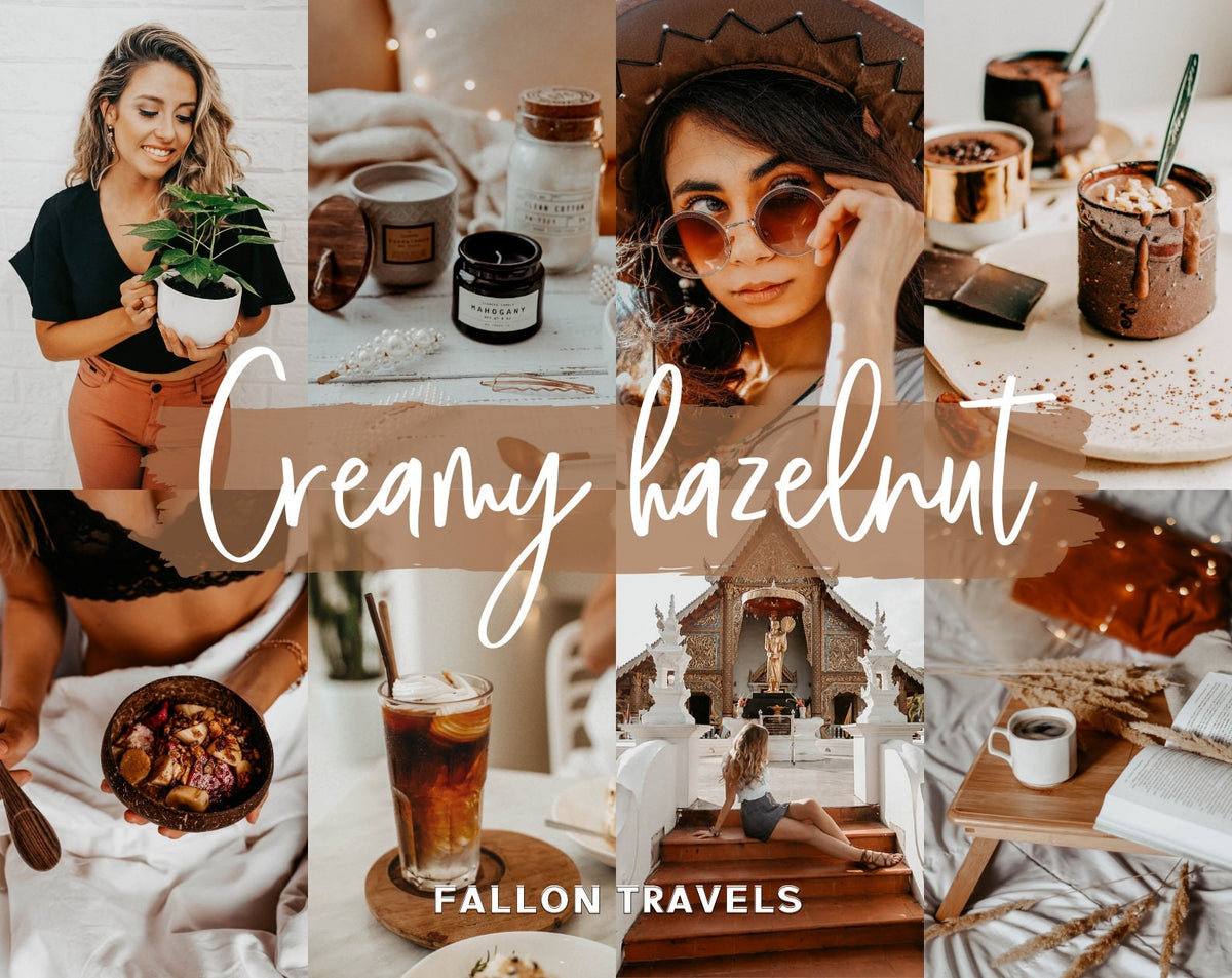 5 Mobile & Desktop Lightroom Presets Creamy Hazelnut, Warm Brown Photo Editing Presets for Instagram, Cappuccino Coffee Blog Presets