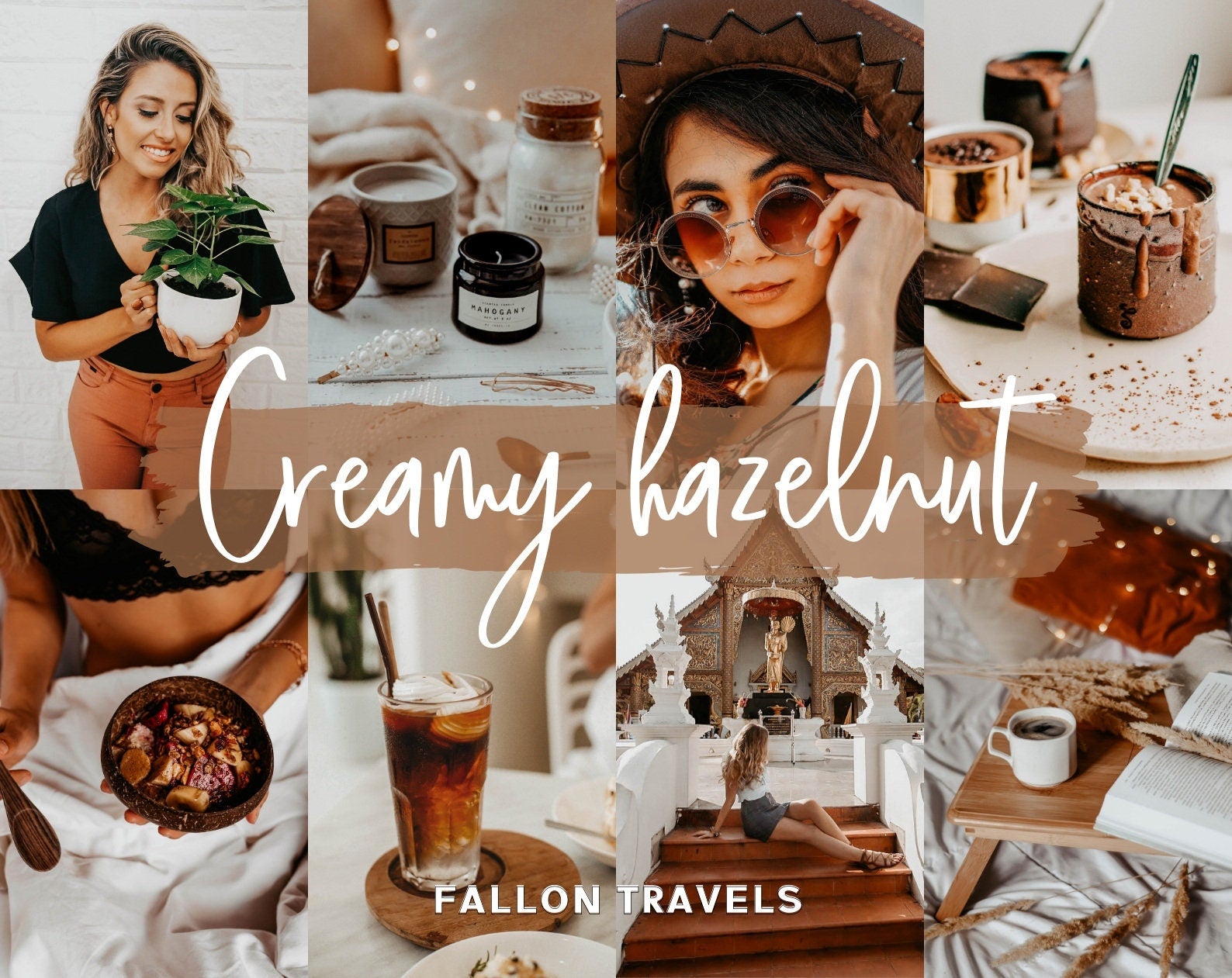 5 Mobile & Desktop Lightroom Presets Creamy Hazelnut, Warm Brown Photo Editing Presets for Instagram, Cappuccino Coffee Blog Presets