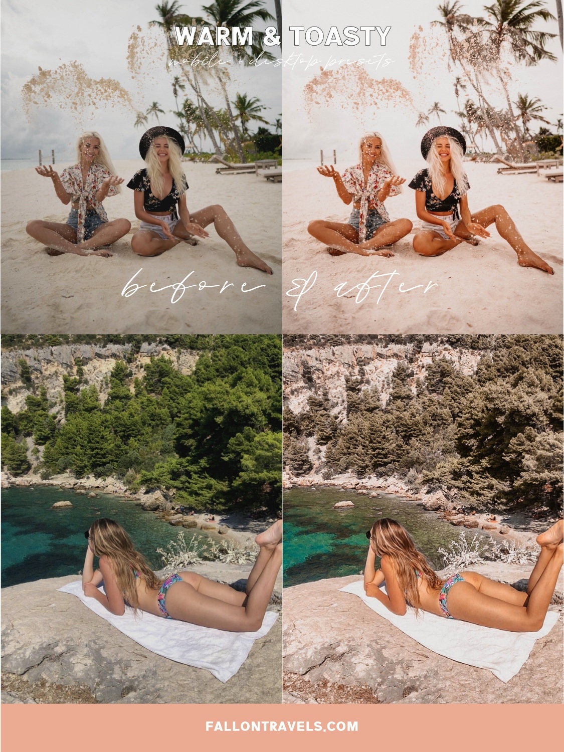 5 Warm Toasty Mobile Lightroom Presets & Desktop, Summer Photo Editing Filter for Instagram Travel, Tropical Beach Influencer Preset