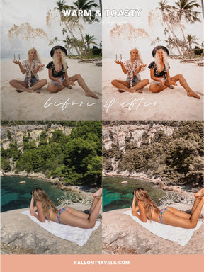 5 Warm Toasty Mobile Lightroom Presets & Desktop, Summer Photo Editing Filter for Instagram Travel, Tropical Beach Influencer Preset