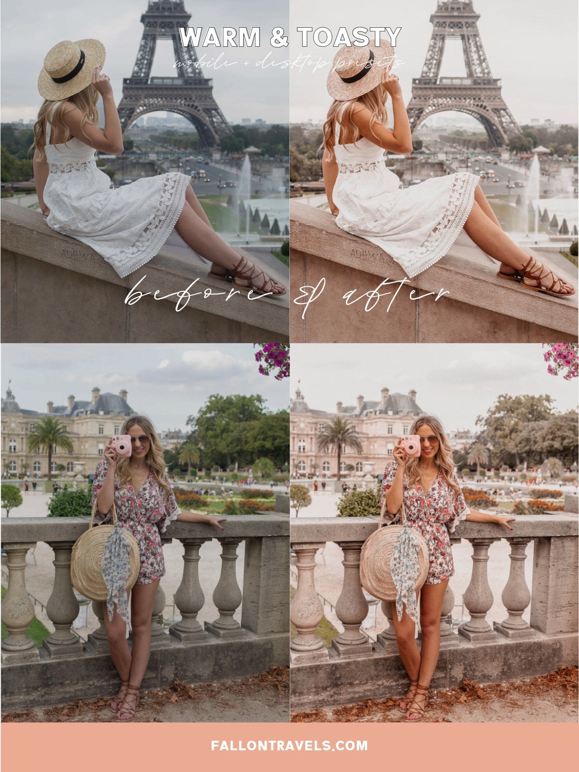 5 Warm Toasty Mobile Lightroom Presets & Desktop, Summer Photo Editing Filter for Instagram Travel, Tropical Beach Influencer Preset