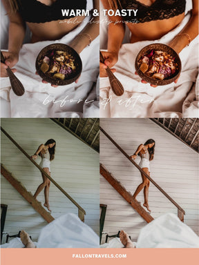 5 Warm Toasty Mobile Lightroom Presets & Desktop, Summer Photo Editing Filter for Instagram Travel, Tropical Beach Influencer Preset