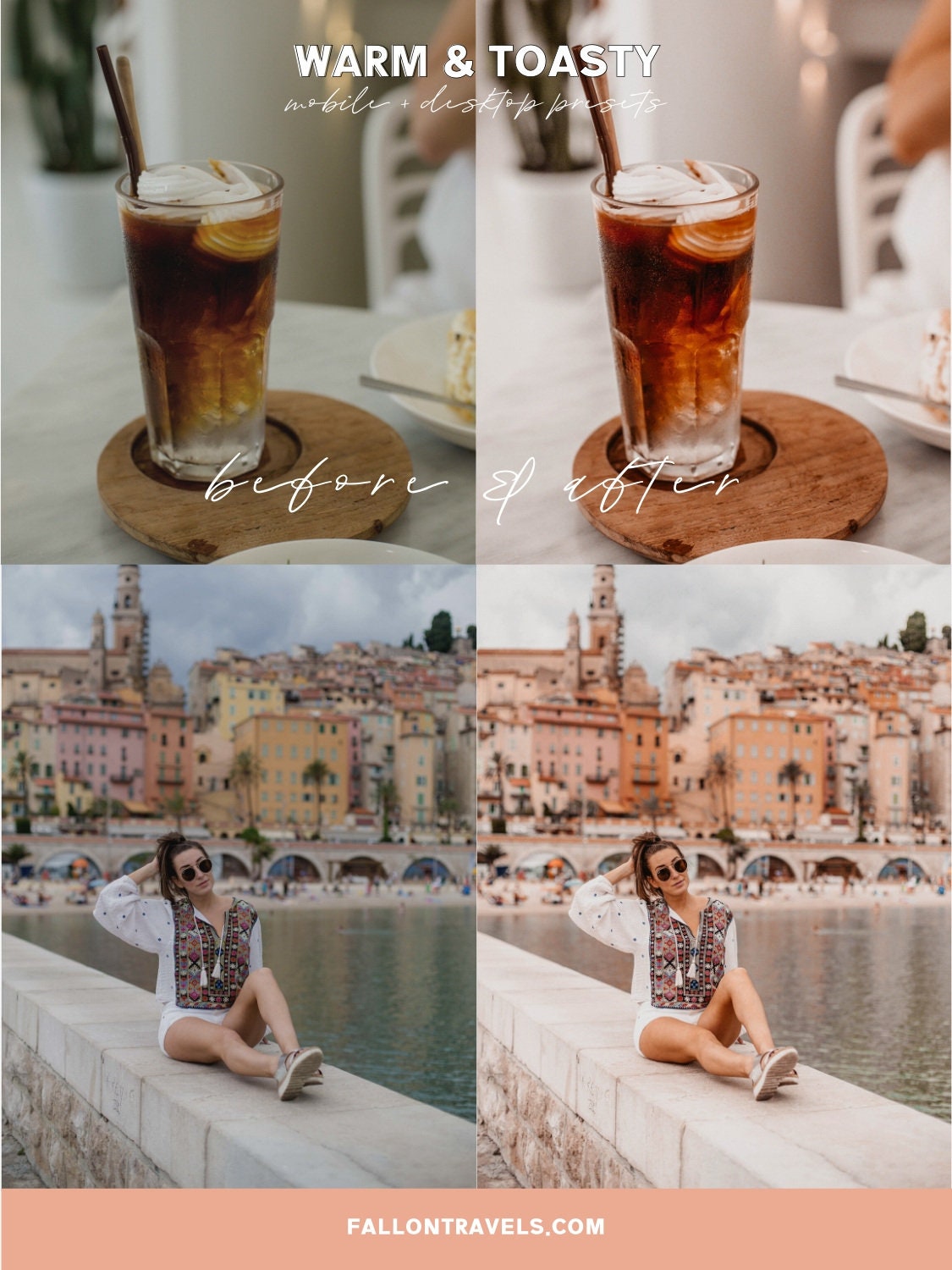 5 Warm Toasty Mobile Lightroom Presets & Desktop, Summer Photo Editing Filter for Instagram Travel, Tropical Beach Influencer Preset