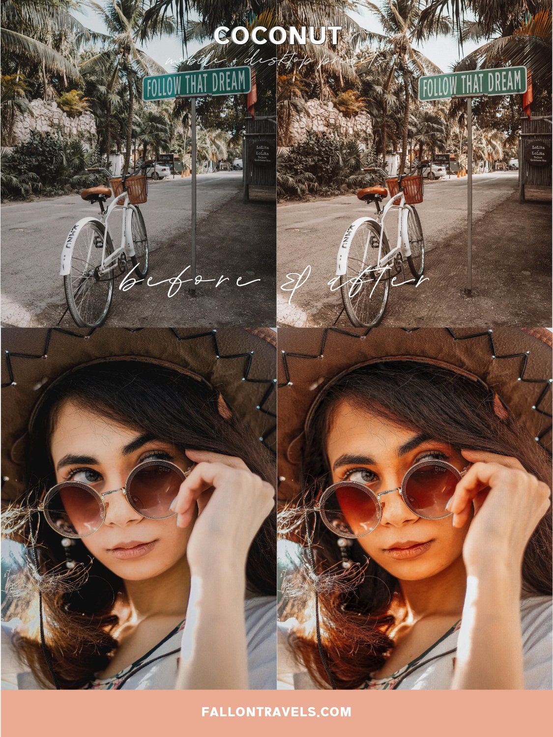 5 Coconut Lightroom Mobile & Desktop Presets, Beach Summer Photo Editing Filter for Instagram Travel, Tropical Influencer Preset