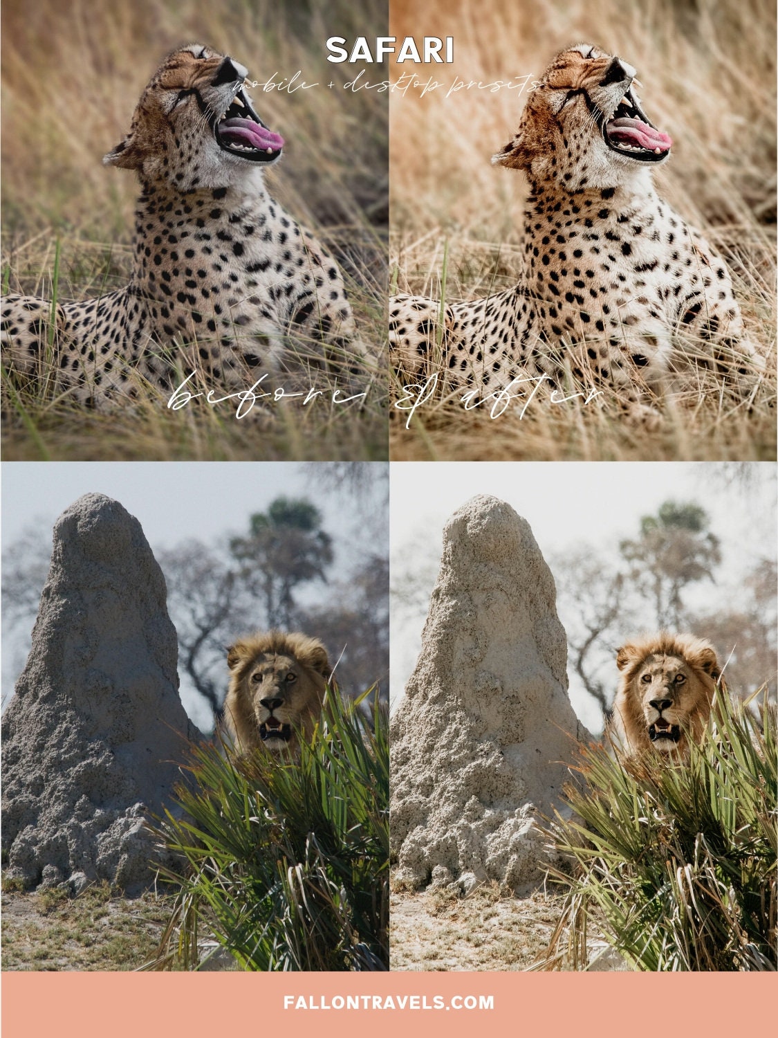 5 Safari Mobile Lightroom Presets & Desktop, Africa Outdoor Photo Editing Filter for Travel Bloggers, Instagram Influencer Presets