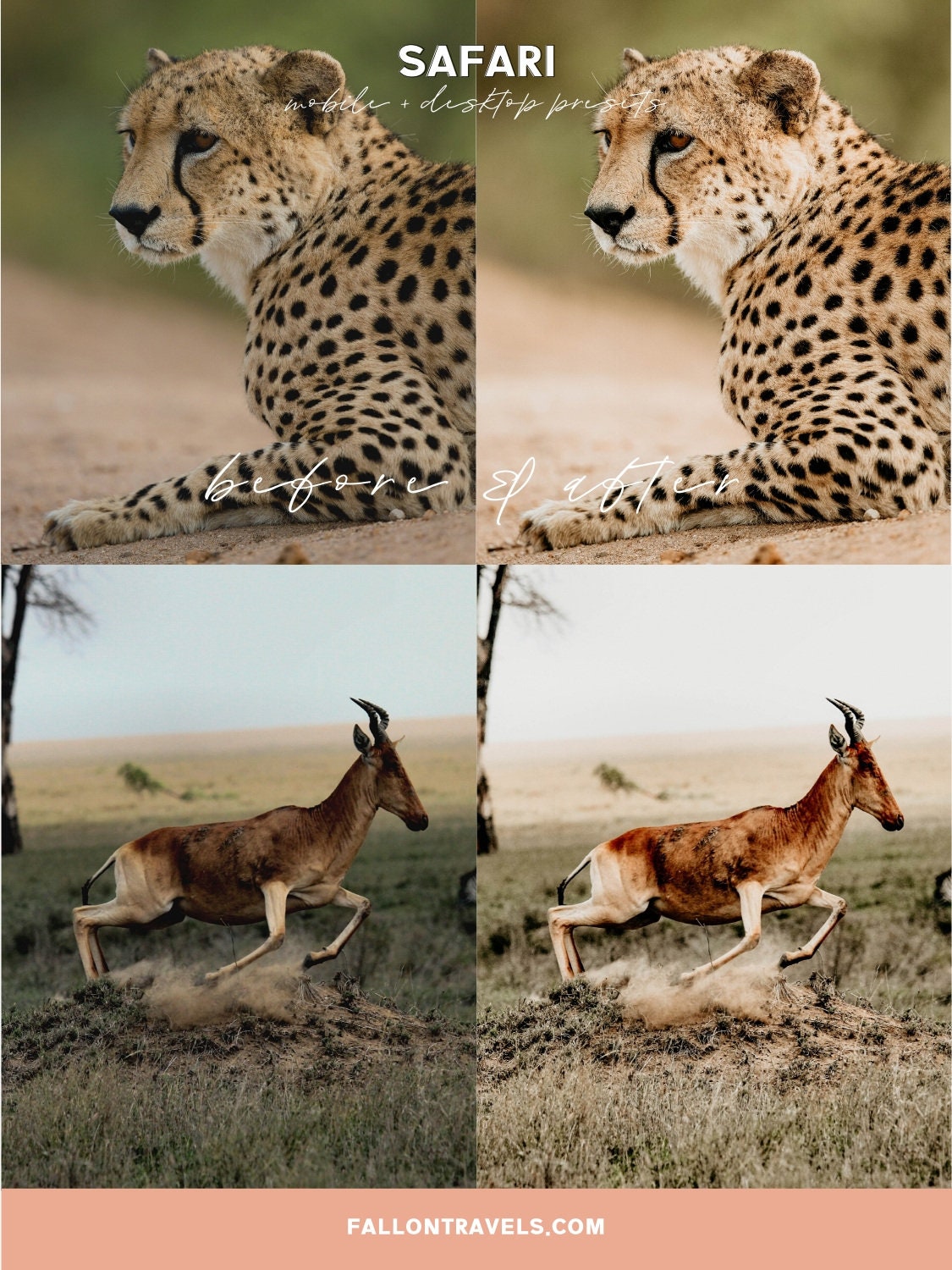 5 Safari Mobile Lightroom Presets & Desktop, Africa Outdoor Photo Editing Filter for Travel Bloggers, Instagram Influencer Presets