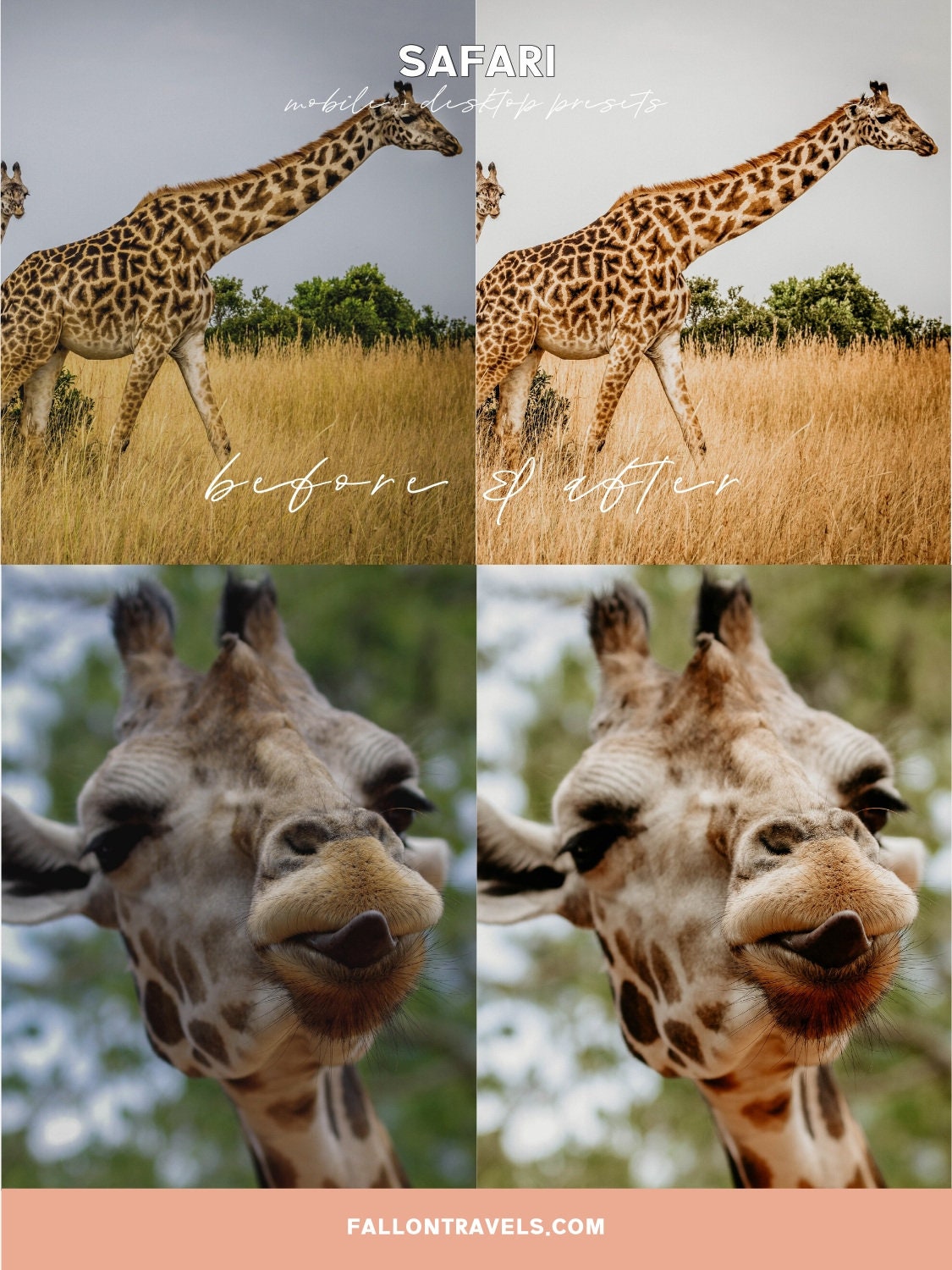 5 Safari Mobile Lightroom Presets & Desktop, Africa Outdoor Photo Editing Filter for Travel Bloggers, Instagram Influencer Presets