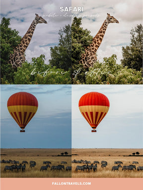 5 Safari Mobile Lightroom Presets & Desktop, Africa Outdoor Photo Editing Filter for Travel Bloggers, Instagram Influencer Presets