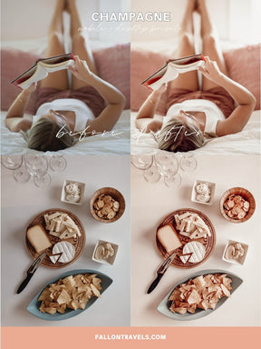 5 Champagne Lightroom Mobile Presets & Desktop, Airy Pink Photo Editing Filter for Instagram Influencer, Fashion Blogger Preset