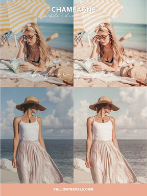 5 Champagne Lightroom Mobile Presets & Desktop, Airy Pink Photo Editing Filter for Instagram Influencer, Fashion Blogger Preset