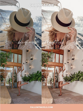 5 Champagne Lightroom Mobile Presets & Desktop, Airy Pink Photo Editing Filter for Instagram Influencer, Fashion Blogger Preset