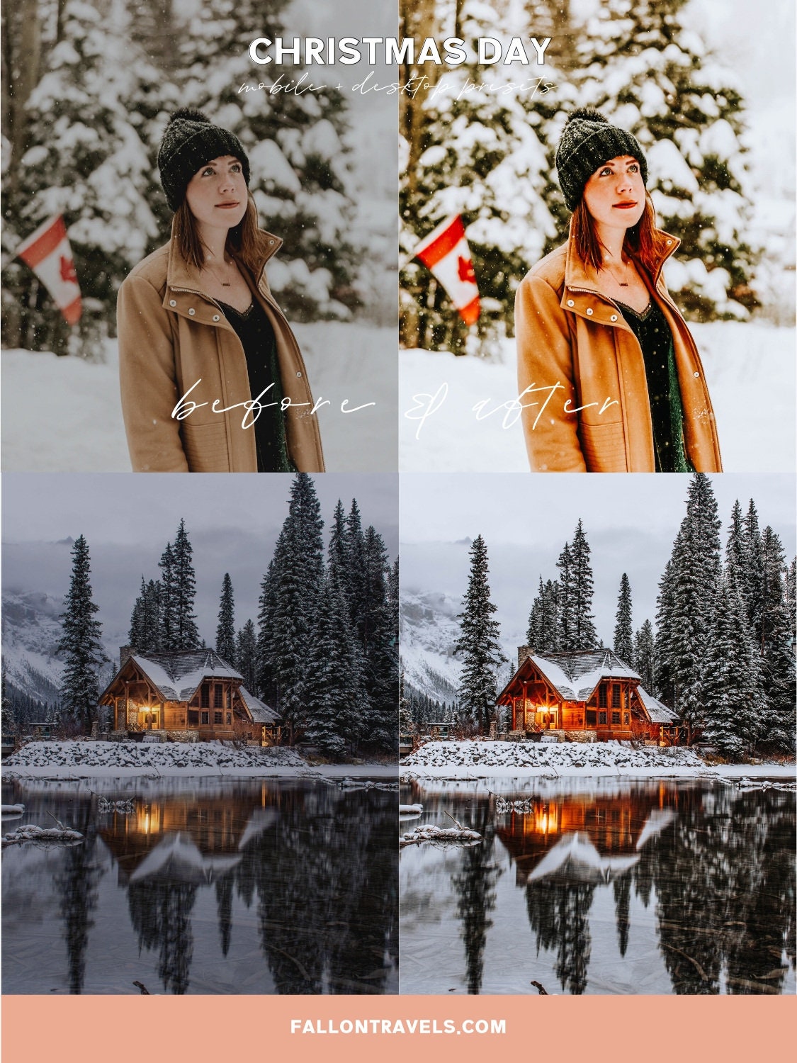5 Christmas Day Lightroom Mobile & Desktop Presets, Bright Winter Photo Editing Filter for Instagram, Holiday Clean Airy Blogger Preset