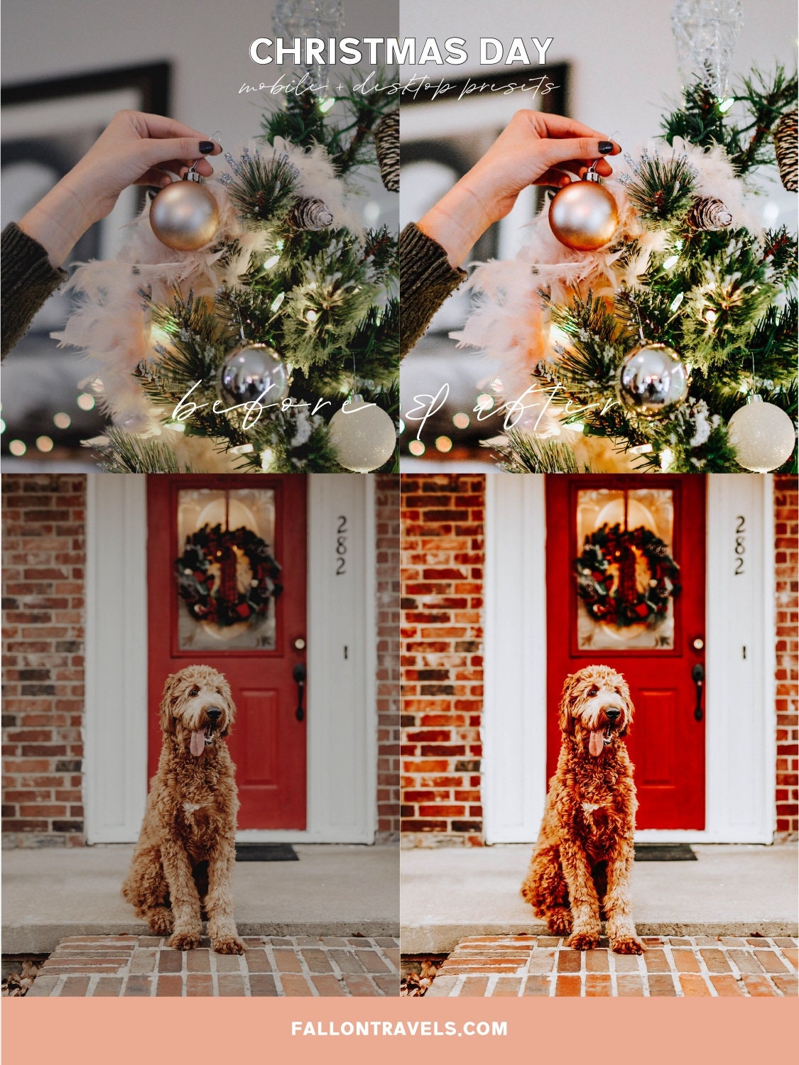 5 Christmas Day Lightroom Mobile & Desktop Presets, Bright Winter Photo Editing Filter for Instagram, Holiday Clean Airy Blogger Preset