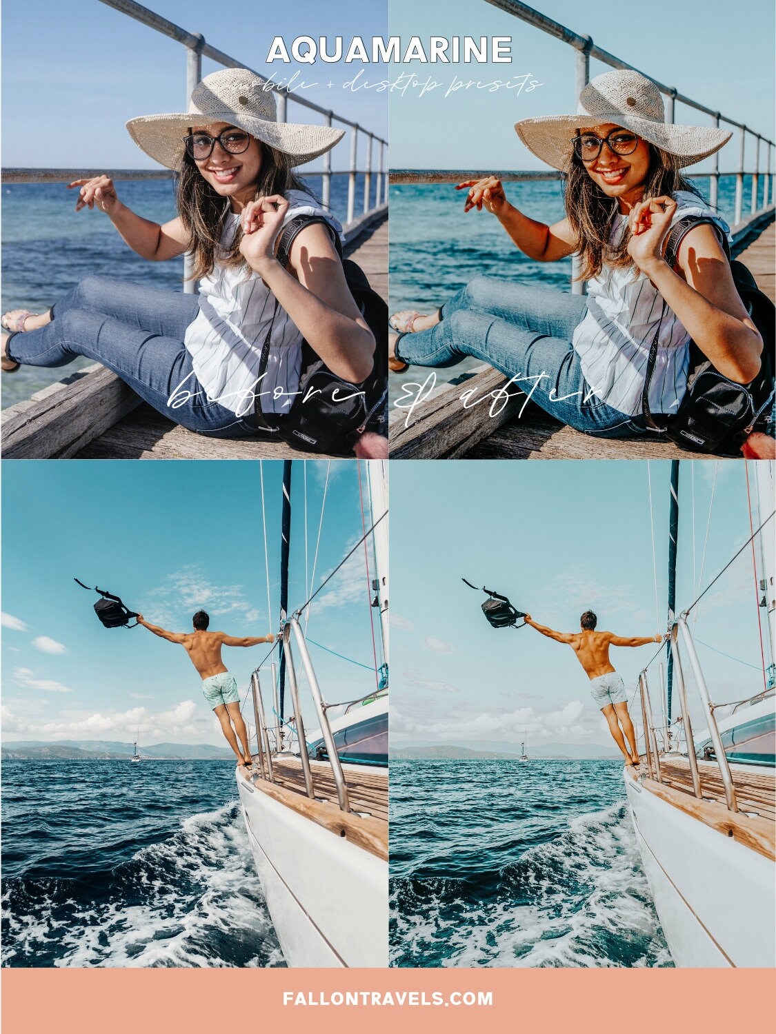 5 Aqua Mobile & Desktop Lightroom Presets, Blue iPhone Photo Filter for Instagram, Summer Beach Filter for Travel Bloggers, Ocean Preset