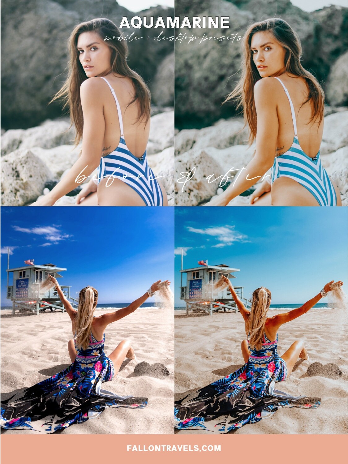 5 Aqua Mobile & Desktop Lightroom Presets, Blue iPhone Photo Filter for Instagram, Summer Beach Filter for Travel Bloggers, Ocean Preset