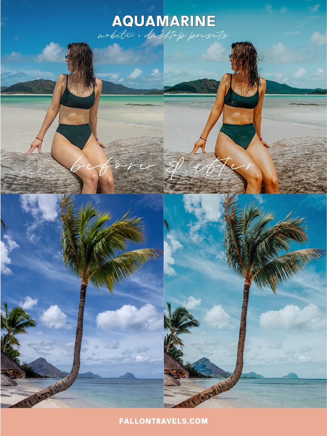 5 Aqua Mobile & Desktop Lightroom Presets, Blue iPhone Photo Filter for Instagram, Summer Beach Filter for Travel Bloggers, Ocean Preset