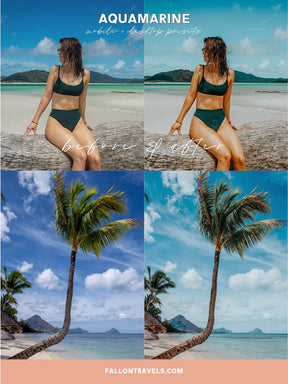 5 Aqua Mobile & Desktop Lightroom Presets, Blue iPhone Photo Filter for Instagram, Summer Beach Filter for Travel Bloggers, Ocean Preset
