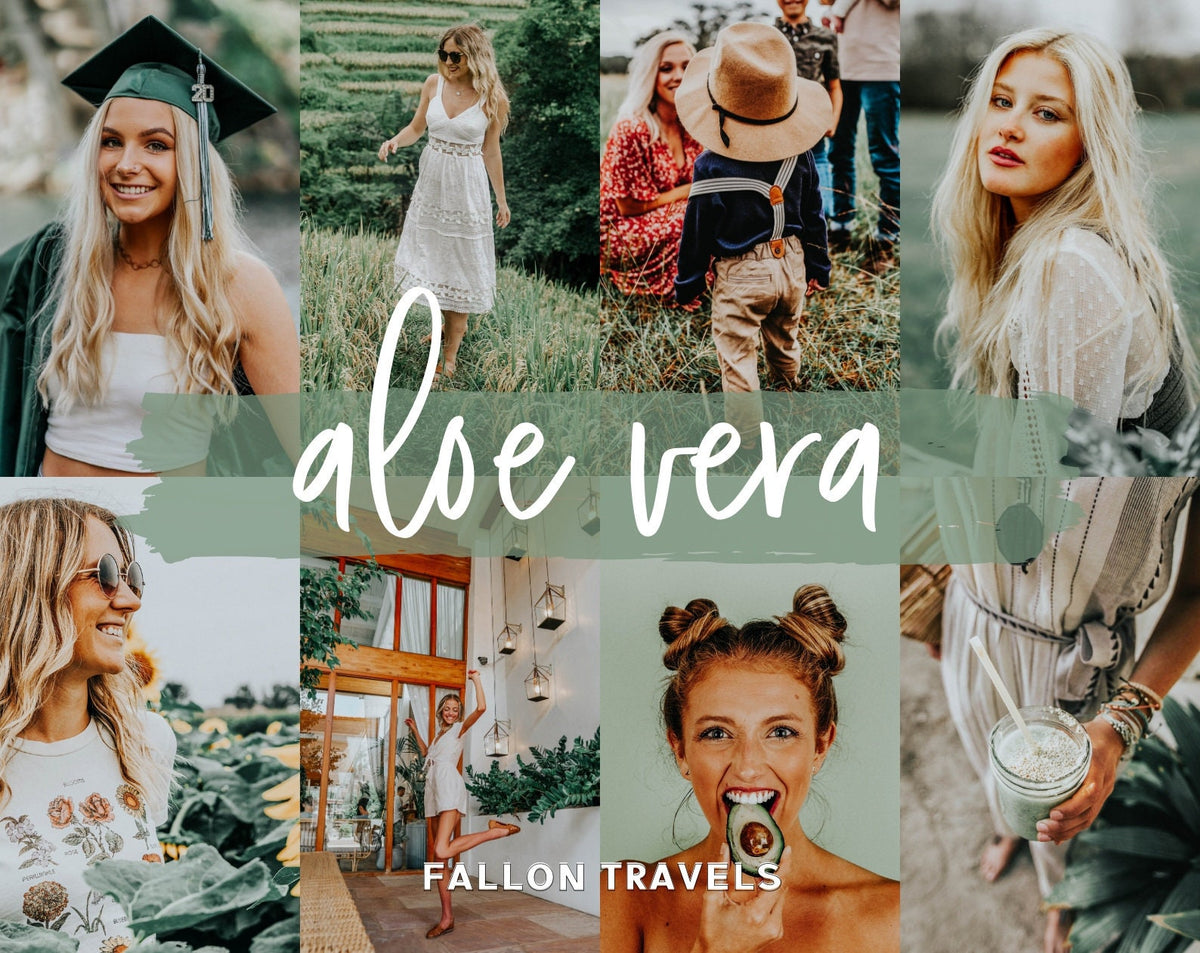 5 Mobile & Desktop Lightroom Presets Aloe Vera, Green Outdoor Photo Editing Filter for Instagram, Bright Nature Preset for Travel Bloggers