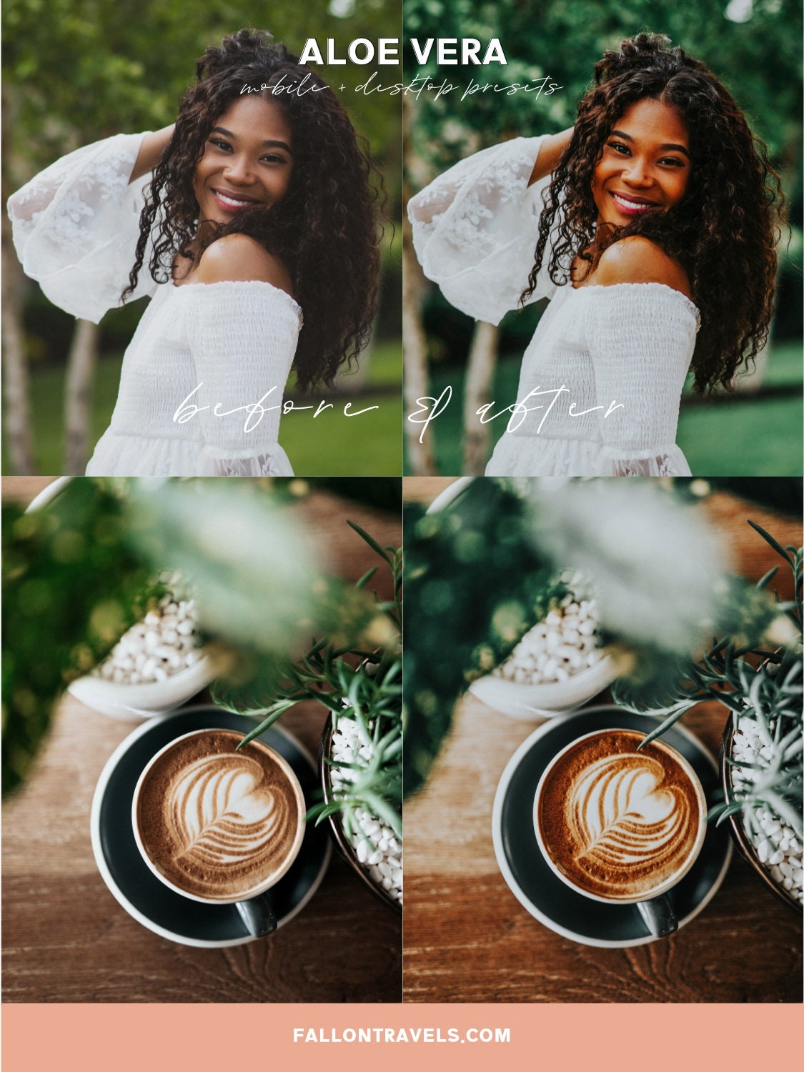 5 Mobile & Desktop Lightroom Presets Aloe Vera, Green Outdoor Photo Editing Filter for Instagram, Bright Nature Preset for Travel Bloggers