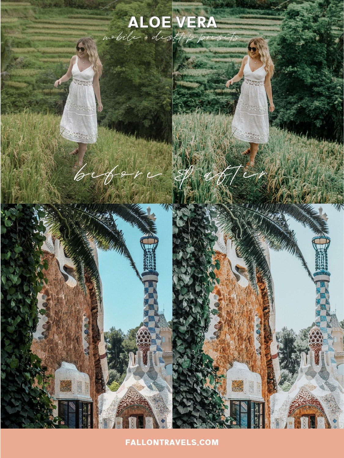 5 Mobile & Desktop Lightroom Presets Aloe Vera, Green Outdoor Photo Editing Filter for Instagram, Bright Nature Preset for Travel Bloggers