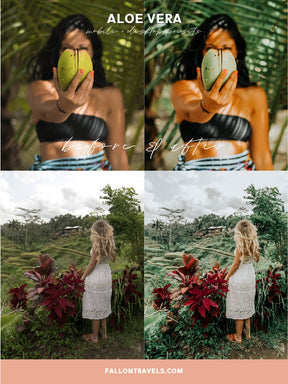 5 Mobile & Desktop Lightroom Presets Aloe Vera, Green Outdoor Photo Editing Filter for Instagram, Bright Nature Preset for Travel Bloggers